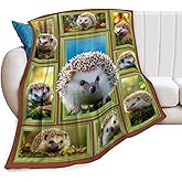 Hedgehog Blanket, Hedgehogs Throw Blanket, Cute Wild Animal Gifts, Hedgehog Stuff Fleece Flannel Plush for Women Men Boys Girls Lovers Adults Soft Bedding for Sofa Bed Office Home Decor 50"X40"