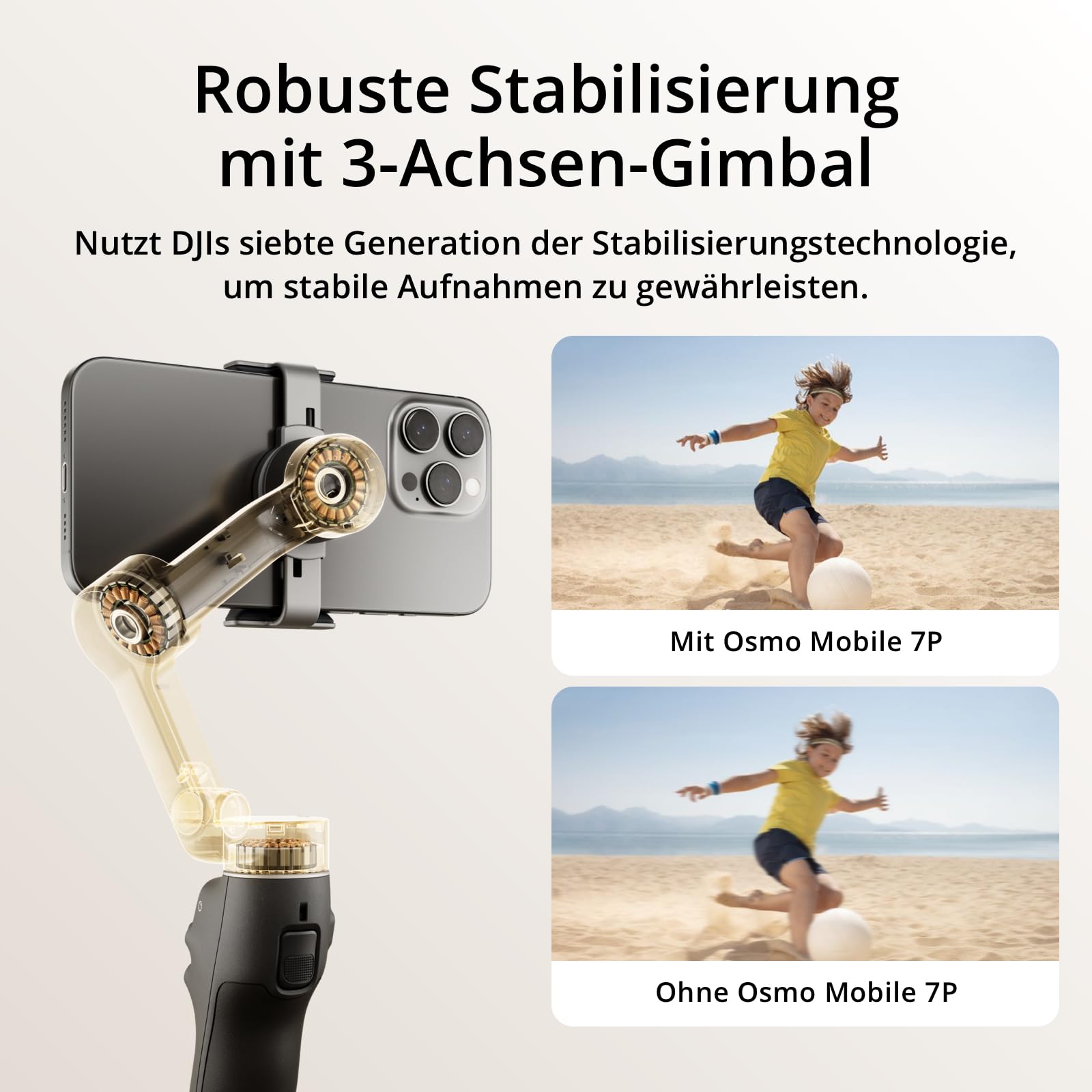 DJI Osmo Mobile 7P Gimbal-Stabilisator für iPhone, Android, Natives Tracking, Beleuchtung, 3-Achsen-Smartphone-Gimbal, schneller Start, EIN-klick-Bearbeitung, integrierter Verlängerungsstab & Stativ 3