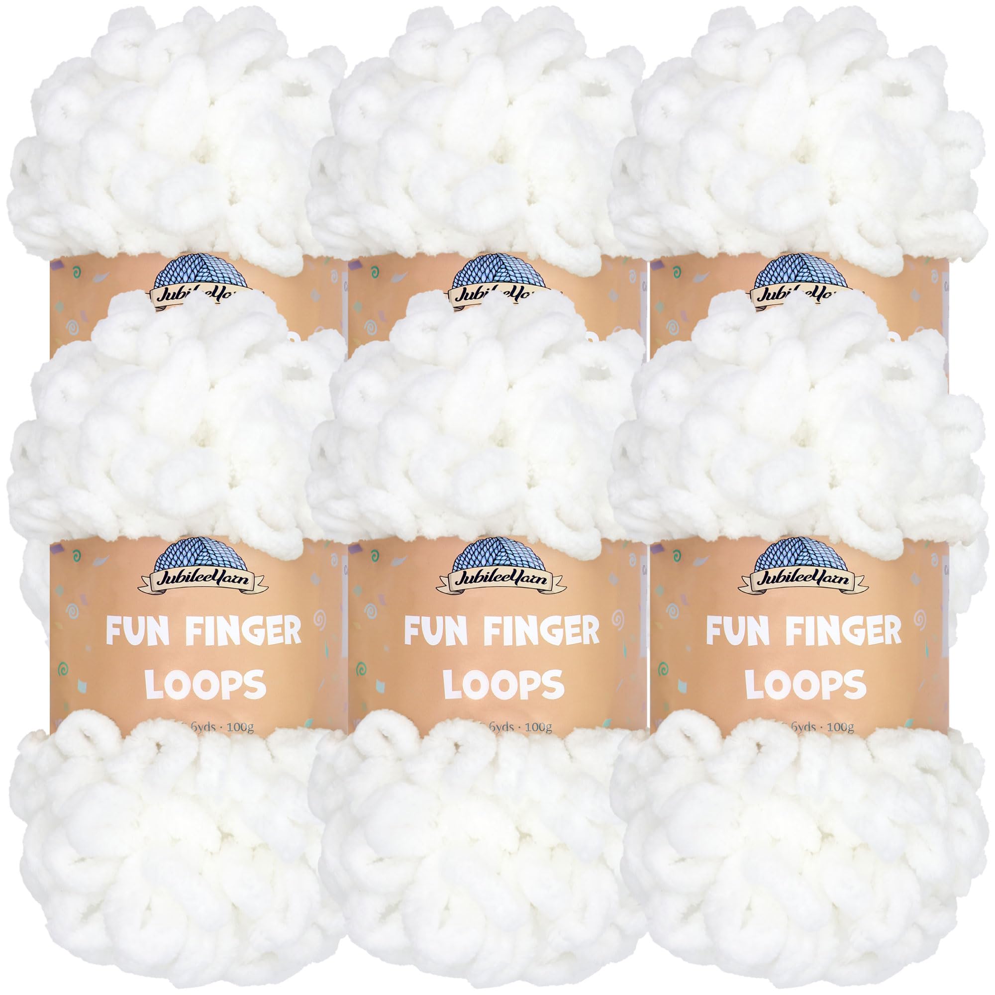 JubileeYarn Fun Finger Loops Yarn - Polyester Jumbo Weight Loop Yarn - 100g/Skein - White - 6 Skeins — image 1