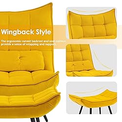 MCombo Accent Chair with Ottoman, Modern Velvet