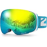 ZIONOR Ski Goggles, Z1 Zipon HD Lens Snow Snowboard Goggles for Men Women Adult