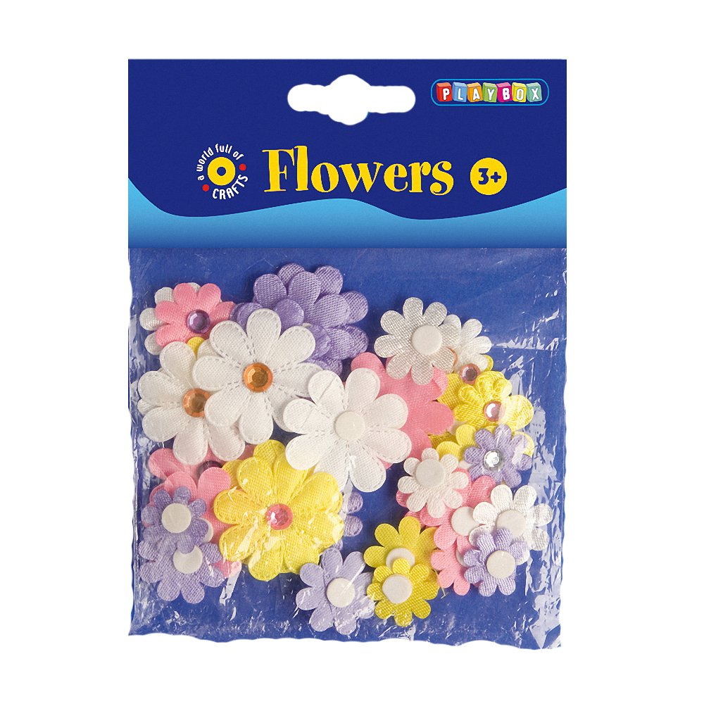 Playbox PBX2470094 2470094 Flowers, Set of 36 Pieces Self-Adhesive, Multi Color