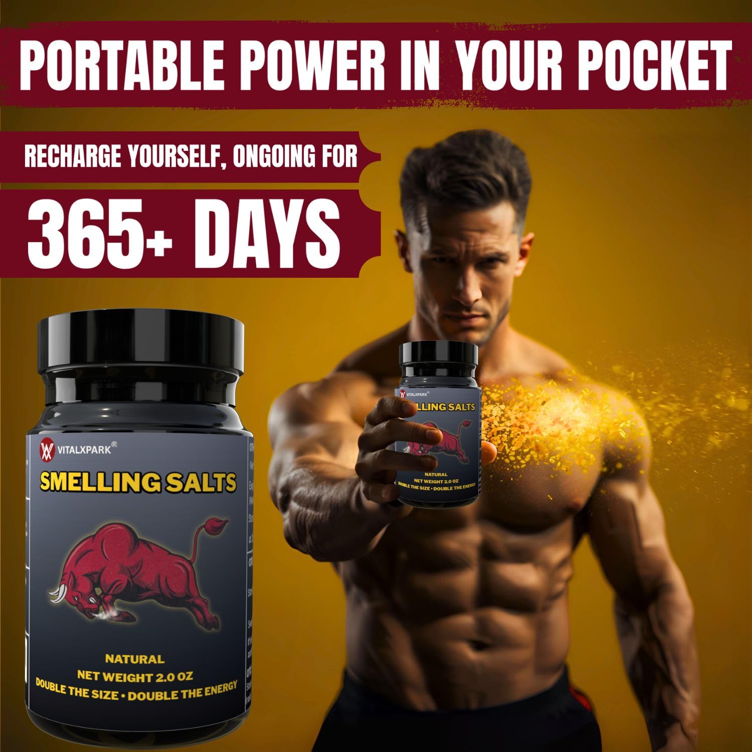 Smelling Salts Ammonia Inhalant Salts Strong Wake Up Long Lasting Enhanced Pre-Activated Potent Smelling Salt for Athletes in Hockey, Weightlifting and Powerlifting 2 OZ