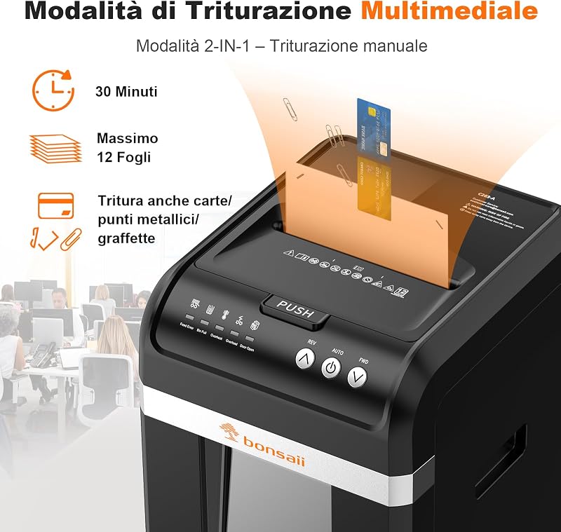 Distruggidocumenti Auto 200 Fogli, Microframmento P-4