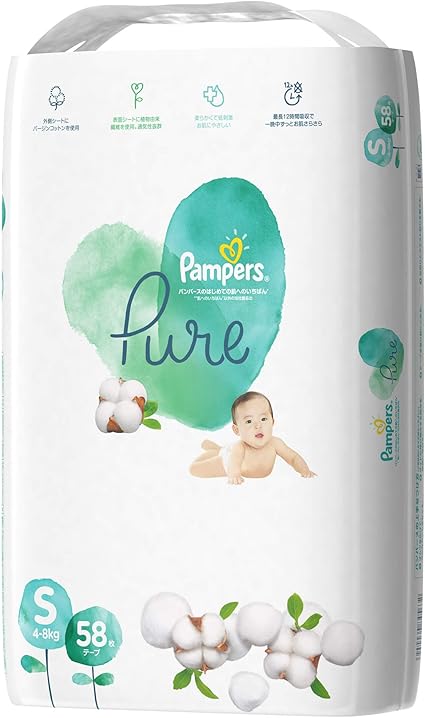 Amazon テープ Sサイズ パンパース オムツ 肌へのいちばん Pure ピュア 4 8kg 58枚 パンパース ドラッグストア