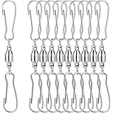 TecUnite 10 Pack Swivel Hooks Clips Smooth Spinning Dual Clip Hanging Windsock Wind Spinners Wind Chimes Crystal Twisters Par