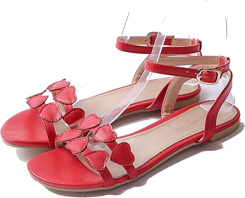 red buckle sandals