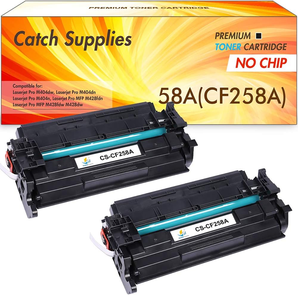Catch Supplies Compatible Toner Cartridge Replacement for HP CF258A 58A CF258X 58X HP Laserjet Pro M404dn M404dw M404n HP MFP M428fdw M428fdn M428dw M304 M404 M428 Printer Ink Toner No Chip (2-Pack)