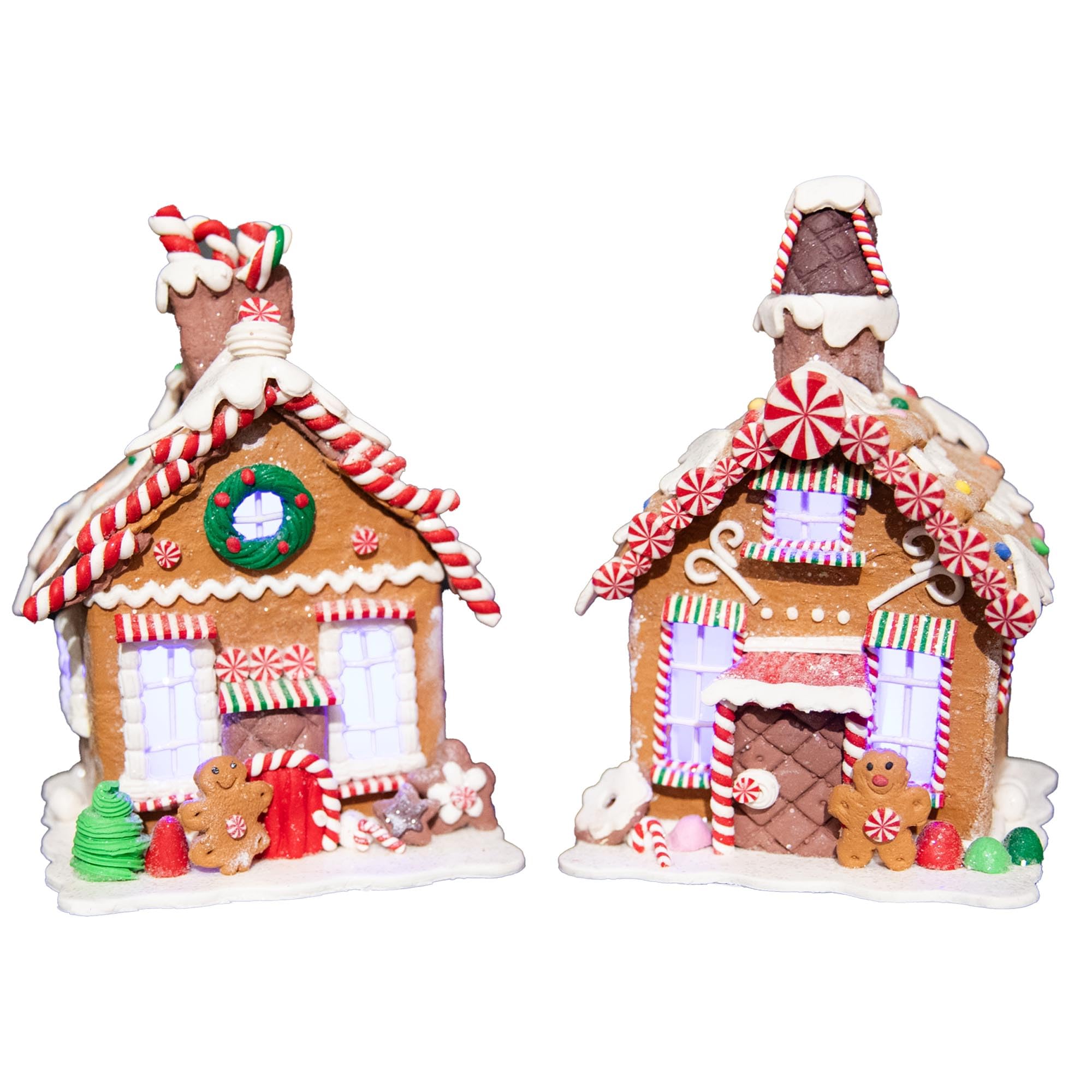 SHATCHI 17cm Prelit Christmas Gingerbread House Lighted Candy Village Cottage for Xma Tabletop Mantel Decoration Novelty Holiday Ornament