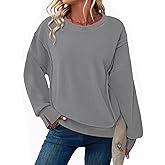 Zeagoo Women's Casual Sweatshirts Crewneck Long Sleeve Fuzzy Fleece Jackets Side Slit Midweight Pullover Fall Fashion 2025