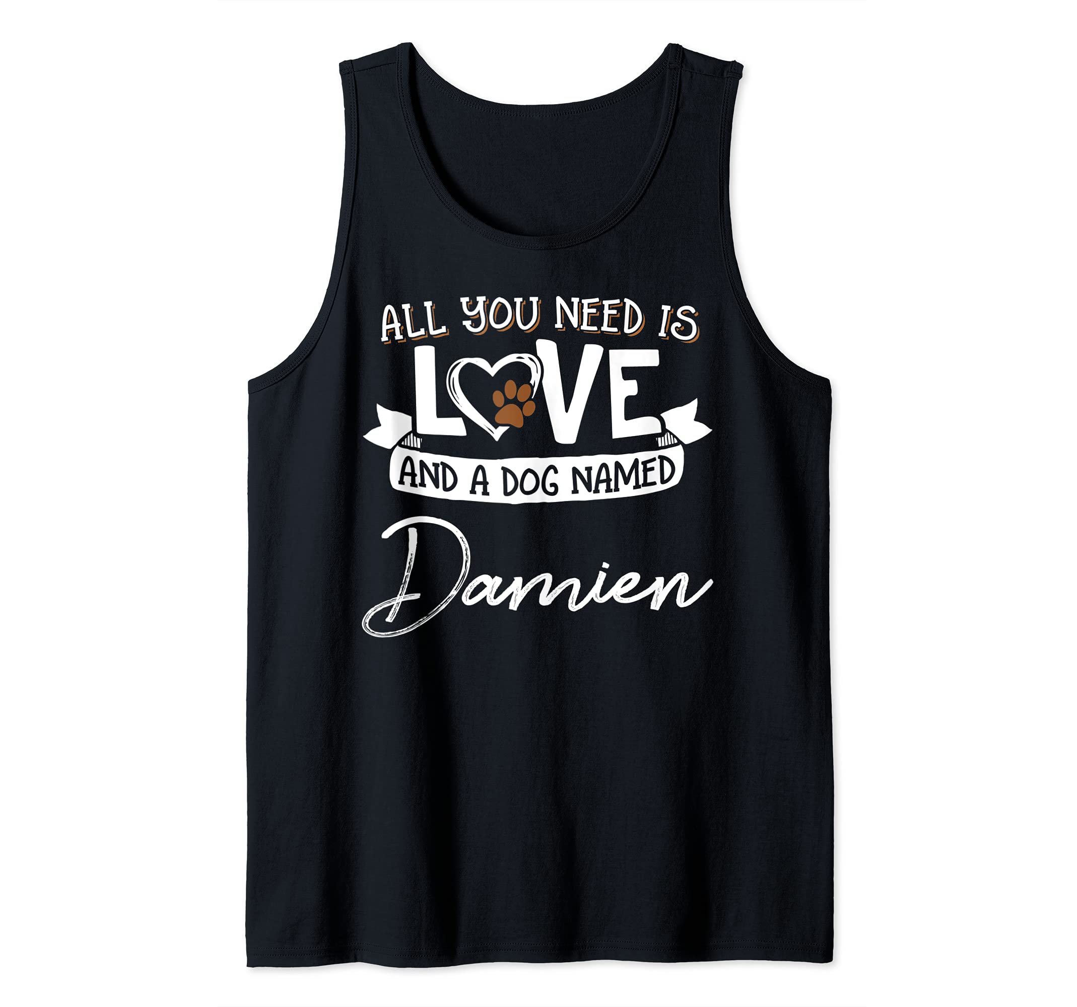 Cute Dog Named Damien Design for Women and Men Tank Top