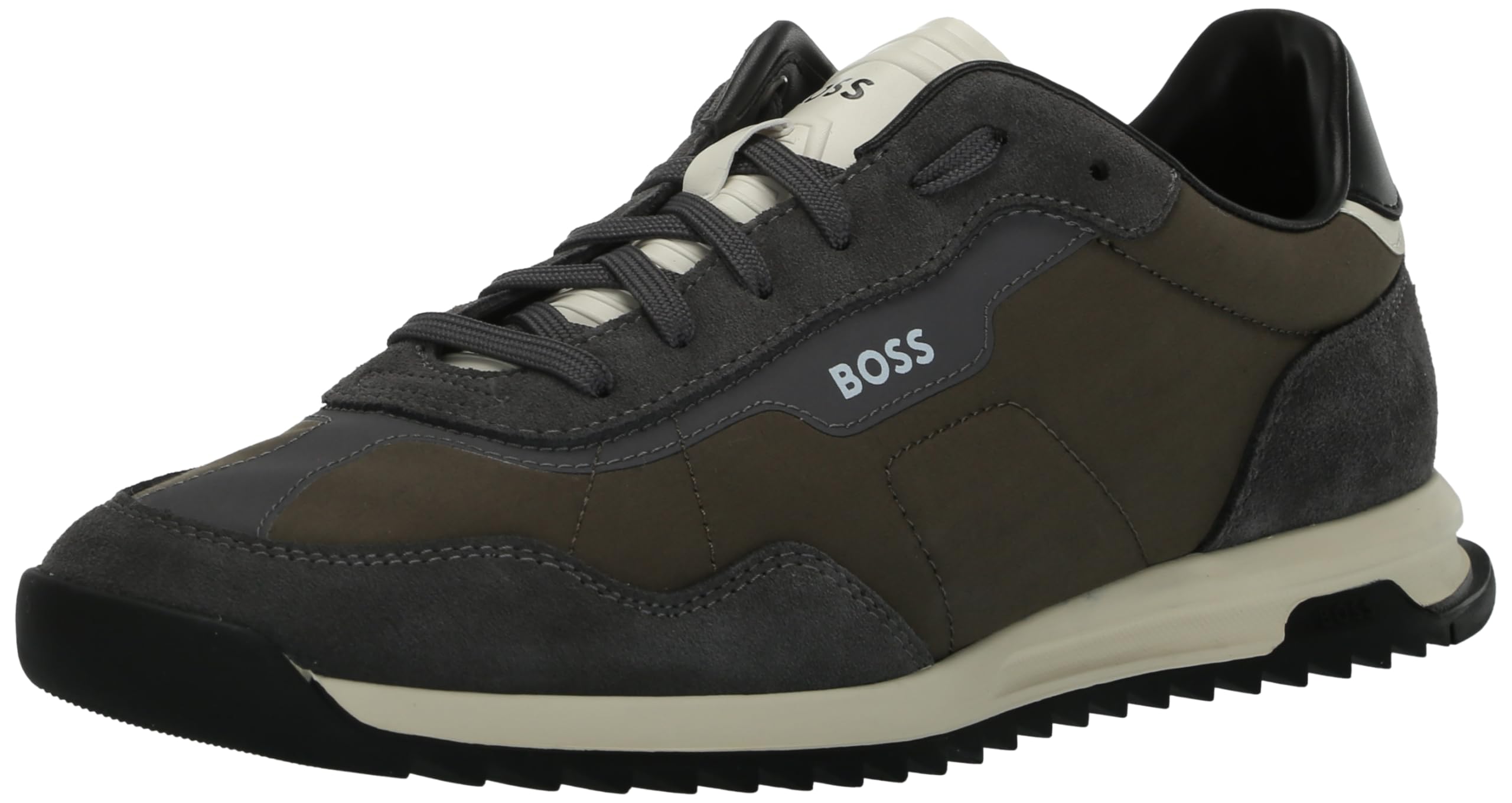 BOSS Zayn Low Profile Suede Leather Two Tone Sneaker