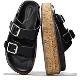 Project Cloud Platform Womens Sandals - Summer Womens Sandals with Memory Foam Insole Wedges - Stylish and Comfortable Women Footwear - Lightweight Women Wedges (Brisbane, Black, 8)