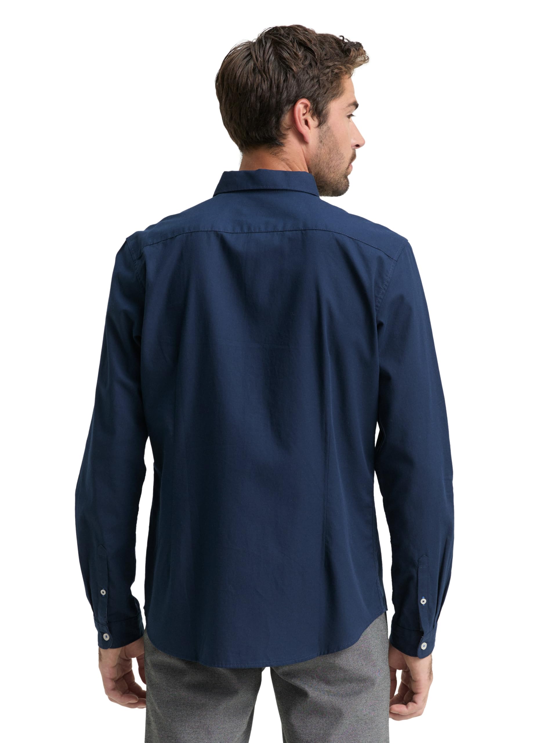 TOM TAILOR Herren Slim Fit Hemd mit Struktur 1023881, 10302 - Dark Blue, L 2