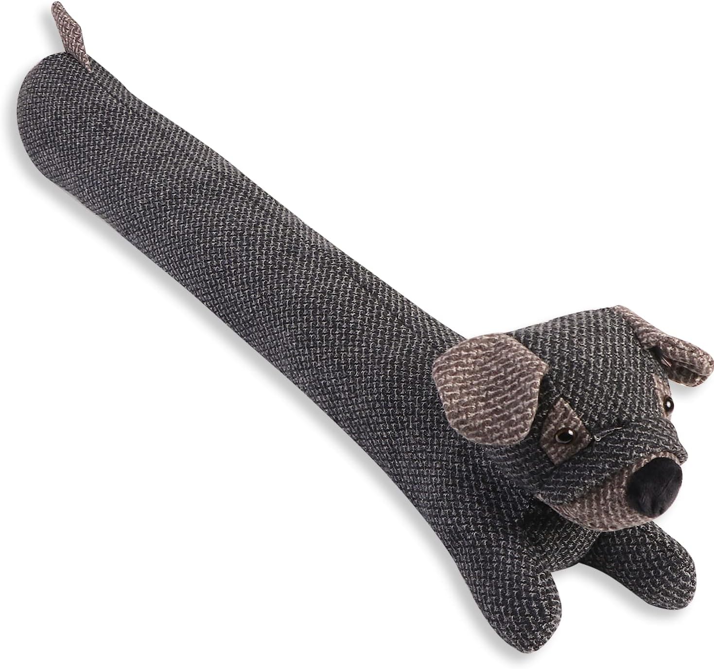 Draft Stoppers - Sanlykate Dog Under Door Draft Stopper for Bottom of Door, 3LB 34-36 Inch Heavy Duty Decorative Animal Fabric Door Draft Blocker, Save Energy Soundproof Seal Guard, Black & Grey