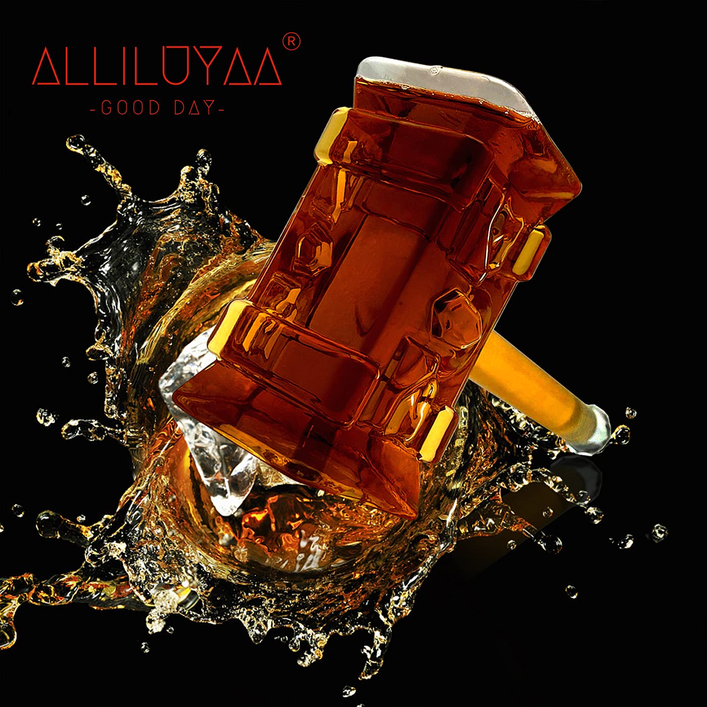 Whiskey Decanter, Handmade Thor's Hammer Decanter, Transparent Creative Whisky Carafe Drink Dispenser for Wine, Brandy, Bourbon, Scotch and Schnapps 400 ml