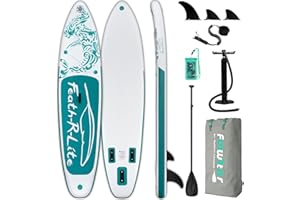 FEATH-R-LITE Inflatable Stand Up Paddle Board 11'6''x33''x6'' Ultra-Light (20.7lbs) SUP with Paddleboard Accessories,Fins,Adjustable Paddle, Pump,Backpack, Leash, Waterproof Phone Bag