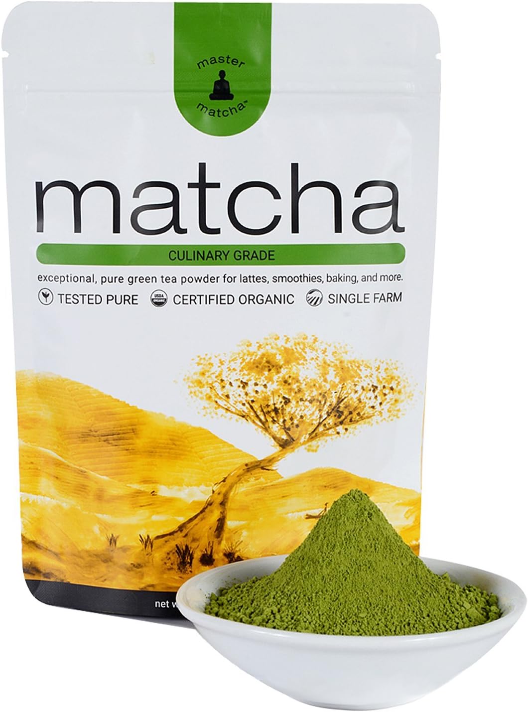 Master Matcha Certified Organic Matcha Green Tea 80 Gram (2.8 Ounce) - Culinary Grade Matcha Green Tea Powder for Lattes, Smoothies, Baking - Vegan, No Gluten, Non-GMO, No Preservatives, Sugarless