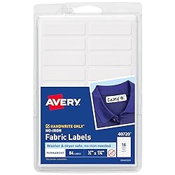 Avery No-Iron Fabric Labels, 1/2" x 1-3/4", Washer