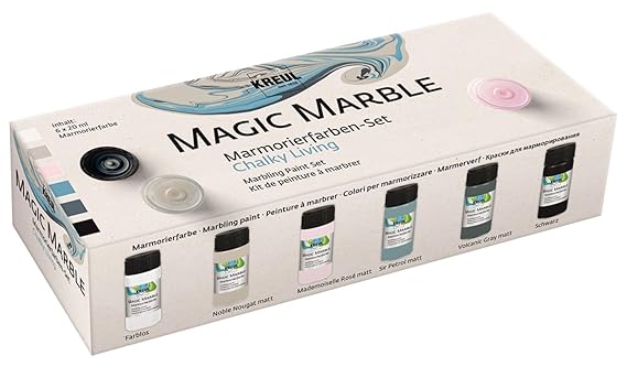 Kreul 73613 - Magic Marble Marmorierfarbe Set Chalky Living, zum Tauchmarmorieren von Holz, Glas, Kunststoff, Papier und Styr
