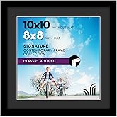 Americanflat 10x10 Picture Frame with Shatter-Resistant Glass - Use as 8x8 Picture Frame with Black Mat and White Trim or Display 10x10 Photo Without Mat - Signature Collection - Black