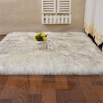 Amazon Com Soft Silky Fluffy Shag Faux Sheepskin Area Rug