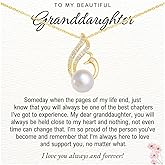 Granddaughter Necklace - Granddaughter Gifts from Grandma Grandpa, Granddaughter Necklace, Granddaughter Birthday Gifts, Granddaughter Inspirational Motivational Gift, Natural Pearl Swan Necklace