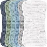 Konssy Muslin Baby Burp Cloths Sets for Unisex- 6 Pack Large 100% Cotton Burping Clothes for Newborn, Baby Girls and Boys