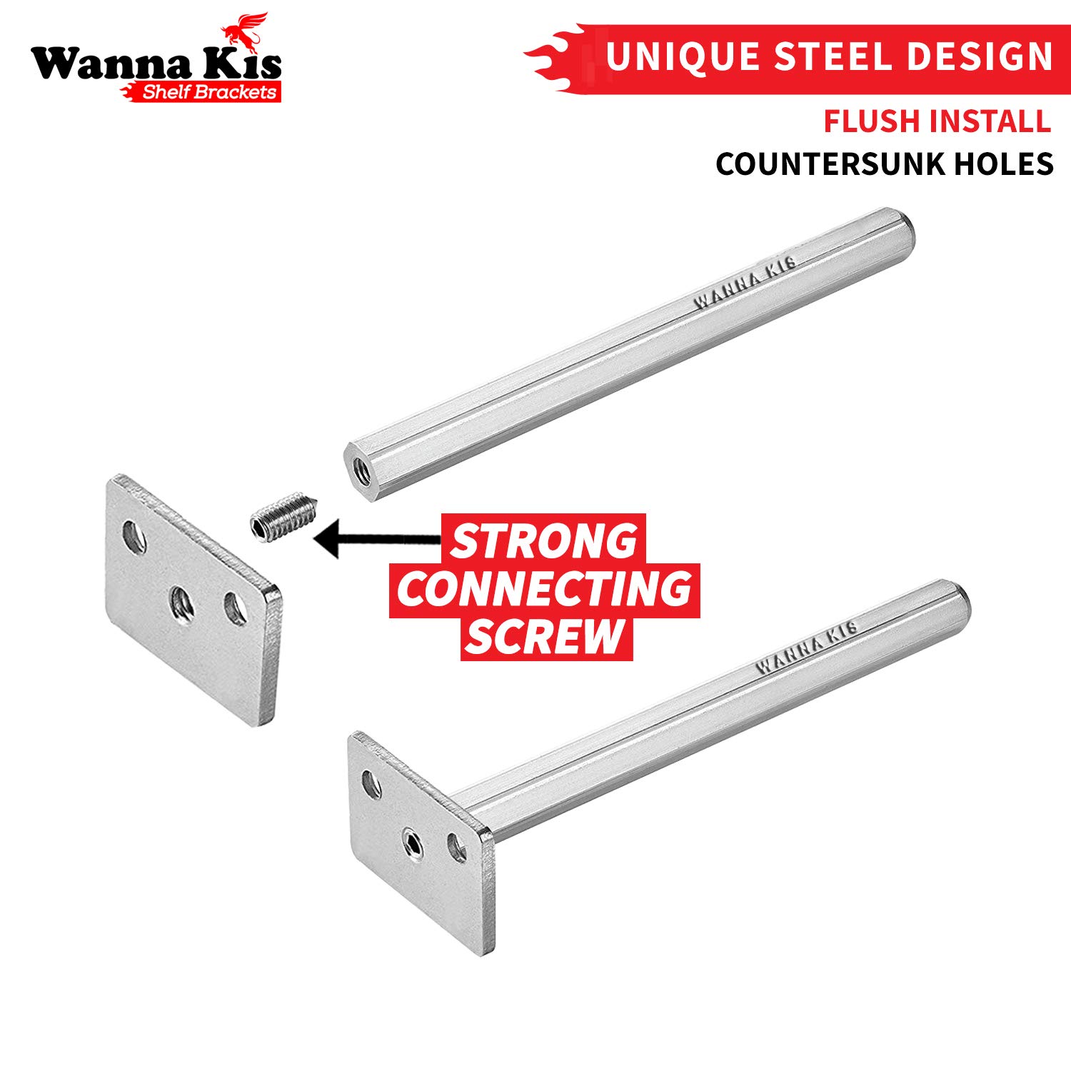 Wanna Kis Sturdy Floating Shelf Bracket Hardware (Pack of 4 Pieces