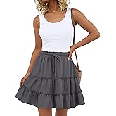 Lepunuo Boho Skirts for Women Flowy Casual Cute Skorts Built-in Shorts Floral Ruffle Tiered Skirts with Pockets