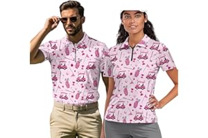 INSTANTARTS Couple Matching Outfit Golf Shirts for Men Women Quick-Dry Short Sleeve Casual 1/4 Zip Up Summer Workout Tops