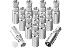 Racewill 12 Pack Hydraulic Hose End Fittings: 1/4" I.D. Hose x 1/4" JIC 37° Female With Protection Cover Hydraulic Hose End Swivel Crimp Fitting