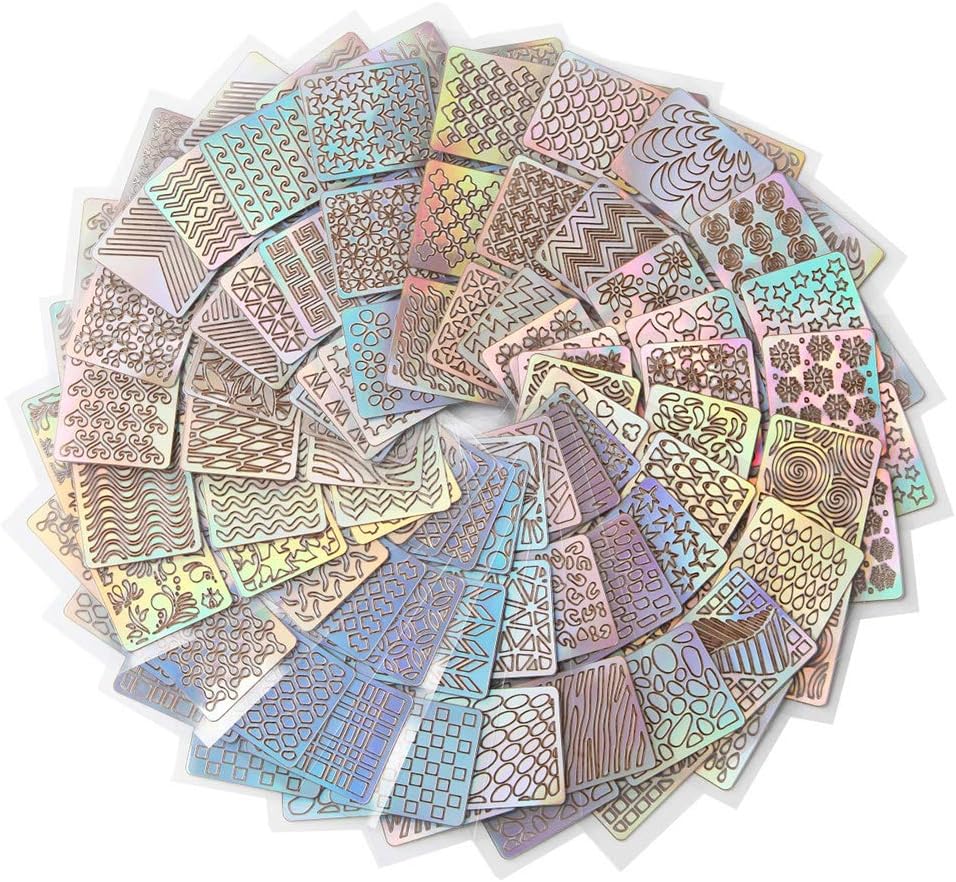 A Set of Nail Stickers,Nail Art Stencils, Nails Vinyls Stickers Set,Template sticker for nail design, Different Designs Adhesive Decals,Good Nail Art Tool Kit (24 Sheets)