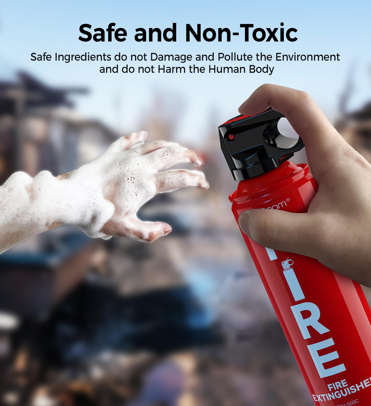2-Pack Fire Extinguisher for Home, Kitchen, Car, and Grill with Mounting Bracket– Extinguishing Spray, Compact A, B, C, K – Eco-Friendly, Prevents Reignition.