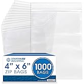 Spartan Industrial - 4” X 6” (1000 Count) 2 Mil Clear Reclosable Zip Plastic Poly Bags with Resealable Lock Seal Zipper