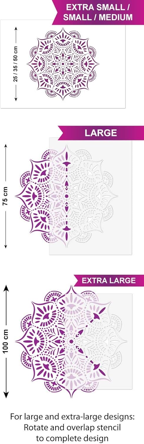 CraftStar Reflections Mandala Stencil - Reusable Medallion Motif Template, 75cm Large - Image 5