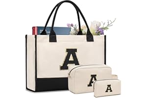 GASSDA Initial Tote Bag For Women Monogram Personalized Gifts For Women Her Bride Birthday Friends Female Sister Teacher