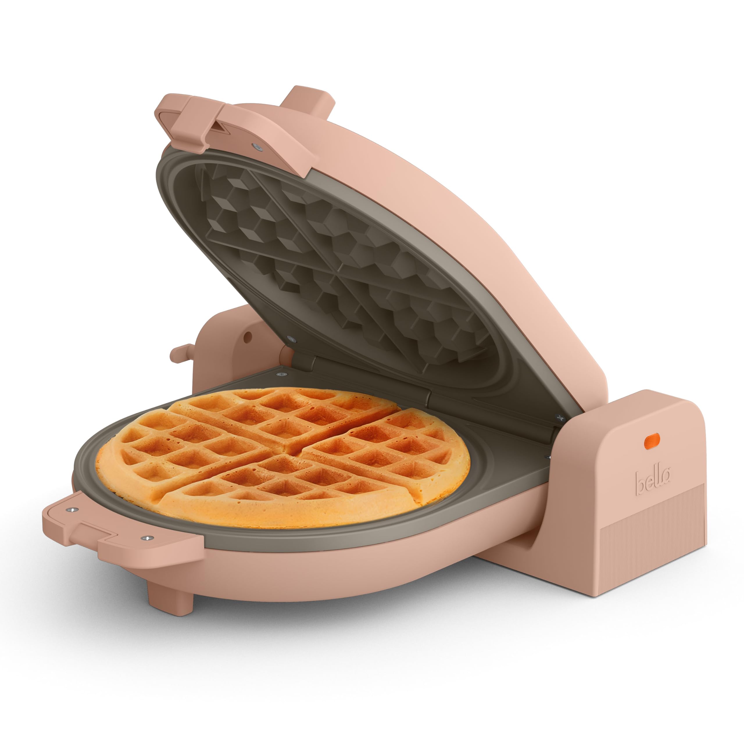 Photo 1 of bella Flip-n-Store Waffle Maker with EverGood™ Ceramic Nonstick Coating, Fits-anywhere™ Kitchenware, Power Indicator Light, Cool Touch Handle & Cord Wrap, 7” Wide & 1" Deep Plates, 1000 Watt, Blossom