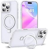 SKYLMW Compatible with iPhone 16 Pro Max Case with Invisible Magnetic O-Ring Stand Military-Grade Phone Case for iPhone 16 ProMax 6.9" [Compatible with Mag-Safe][Great Grip Feeling],Translucent
