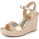 mikarka Women's Espadrille Wedge Sandals: Ankle Strap Platform Open Toe Wedges - Stylish High Heel Dressy Summer Wedges for Women, Inspired by Espadrilles