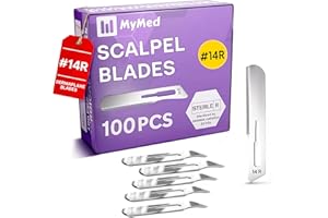 14R Blades Dermaplaning Razors Pack of 100 Blades 14, Size 14 Scalpel Blades, High Carbon Steel Dermablade Dermaplane Blades 14R Blade by Mymed (#14R)