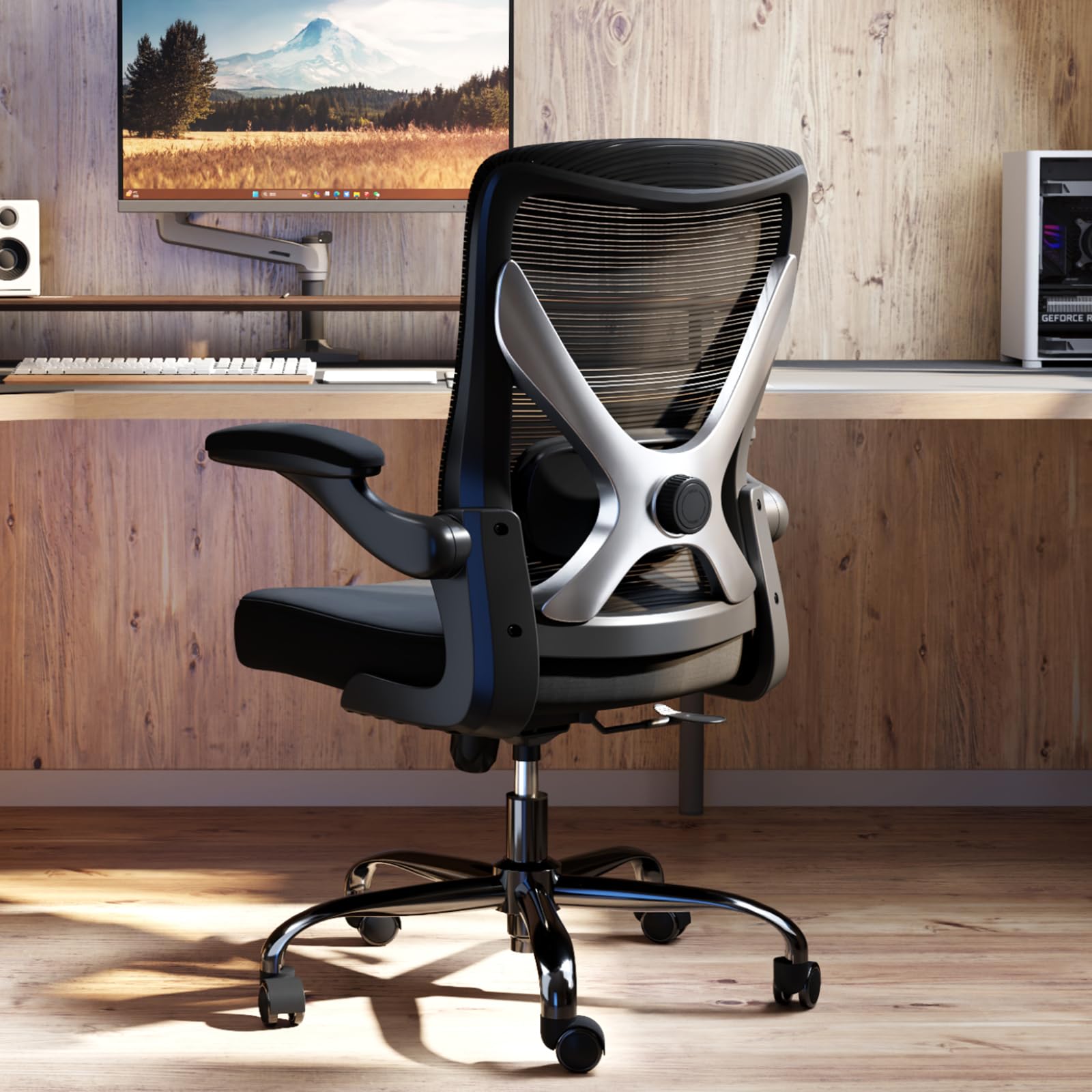Photo 1 of Ergalithic Ergonomic Office Chair - X-Shaped Computer Desk Chair Comfy, Gaming Chair, Office Chair with Lumbar Support, Mesh Office Chairs, Desk Chair for Long Hours (Black Silver)