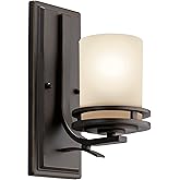 Kichler Hendrik 12” Wall Light Fixture in Olde Bronze with Umber Etched Glass, 1-Light Wall Lamp for Bedroom or Living Room, 