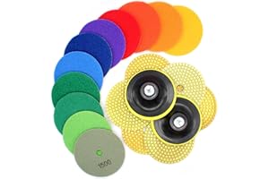 IMETRX 21Pack Diamond Polishing Pads 4 inch Wet Dry (Grits 30#-10000#) and Backer Pads Concrete Diamond Sanding Discs Marble Granite Stone polishing kit