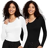 COZYFIT 2 Pack Underscrub Long Sleeve Women - Undershirts for Women Soft Fabric
