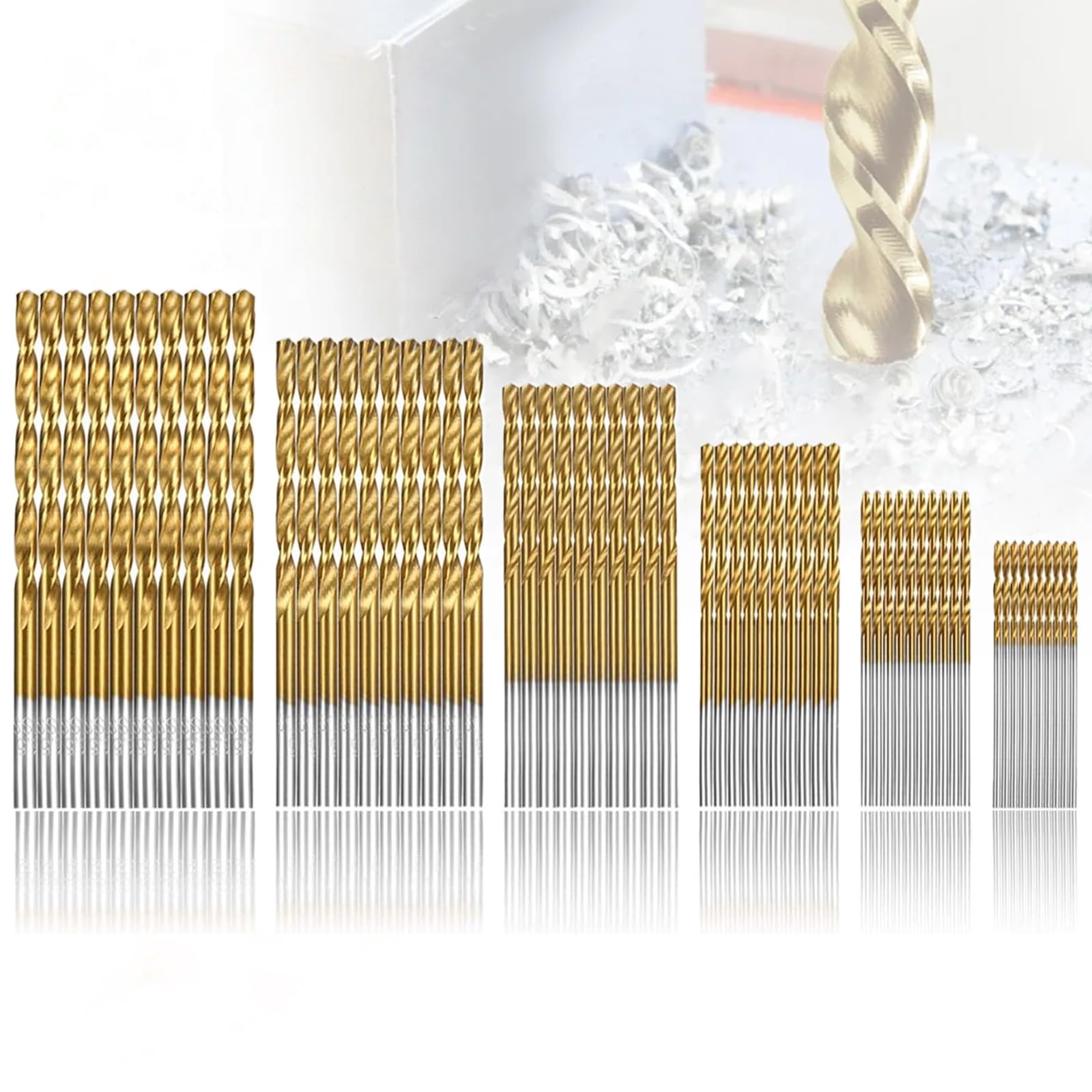 yeemeen 60 PCS Titanium Coated HSS Drill Bit Set - 1mm, 1.5mm, 2mm, 2.5mm, 3mm, 3.5mm - High Speed Twist Drill Bit Set for Wood, Plastic, Aluminum Alloy, Copper