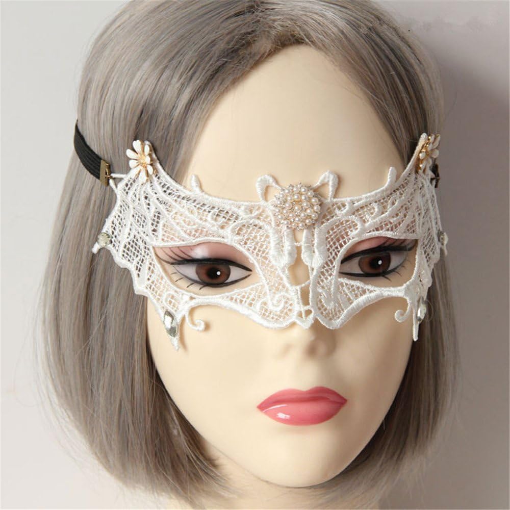 Skue Black Lace Half Face Gothic Bat Spider Mask for Halloween Costume Cosplay Death Princess Mononoke
