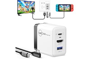 RREAKA Portable Switch Dock Charger for Nintendo Switch/OLED, Ideal Charger for Switch TV Docking Station Witch 4K@60Hz HDMI/USB2.0/PD USB-C Fast Charging Port and 4FT USB-C Cable (White, 36W)