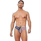 F plus R Mens USA Flag Stars Low Rise Swimwear Bikini Briefs Beach Swimsuit