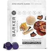 Barker Wellness Nighttime Vegan Sugar-Free Adaptogen Mushroom Gummies – Reishi, Lion's Mane, Chaga, Cordyceps for Calm, Rest & Recovery – Non-GMO Sleep Support & Relaxation Supplement, 60 Count